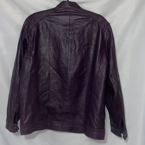 EAST INDIA LEATHER CO WO SIZE XL Purple Leather Jacket with Zipper Details EUC - Picture 11 of 11
